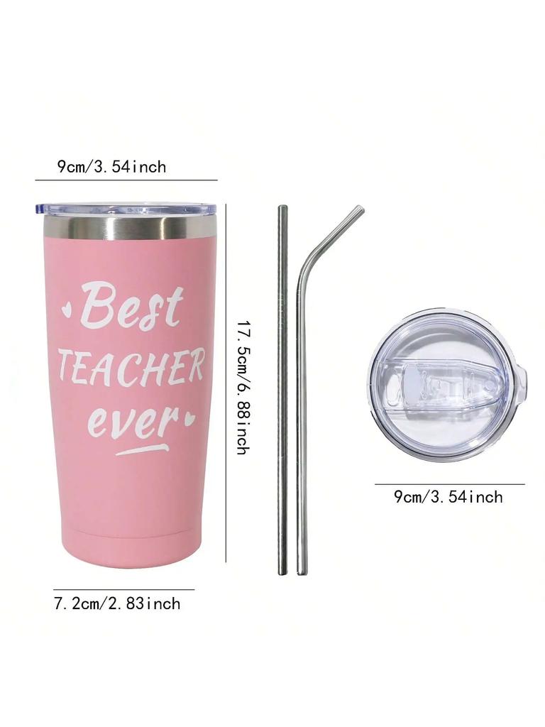 1pc Tumbler 20oz Stainless Steel Car Mug with Handle Straw Double Wall Thermal Iced Travel Cup Vacuum Insulated Coffee Cup