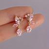 Pair Fashionable Elegant Exquisite Butterfly Bow Glass Inlaid Earrings for Women Daily Commuting Dating Gift