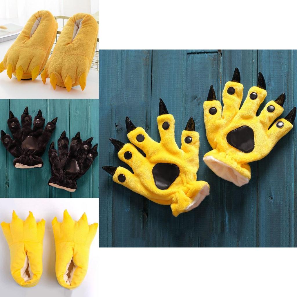 Cozy Dinosaur Cosplay Costume Slippers With Soft Plush Paw Shoes For Winter Warmth