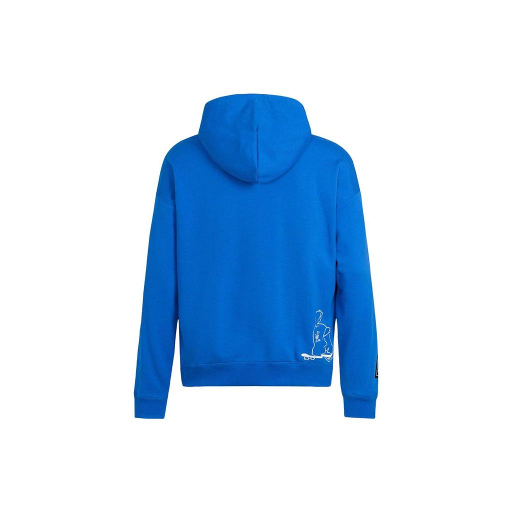 Adidas Originals Trefoil X Chang Csun Yuk X Su Yiming Triple Collaboration Hoodie with Skateboard Comic Pocket Men Hoodie Blue IK4310