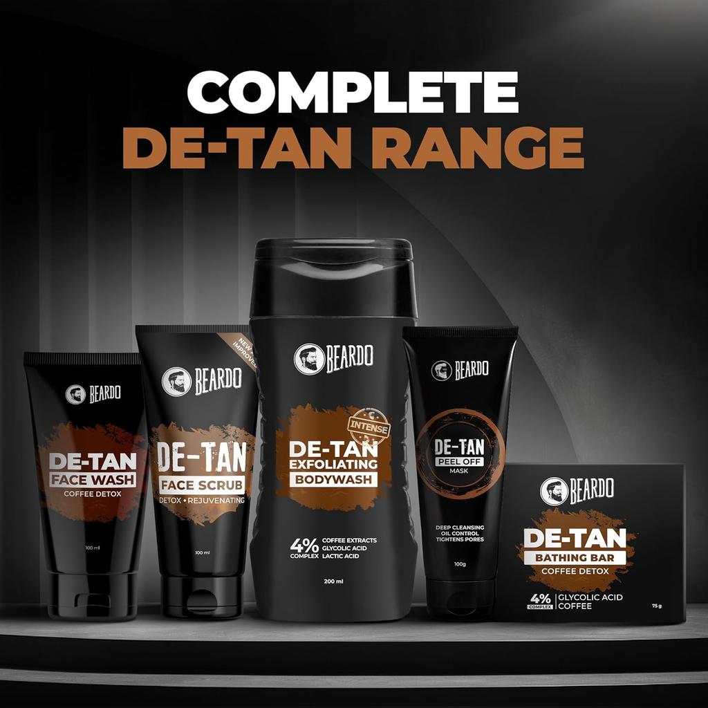 Beardo Detan Exfoliating Body Wash 200 ml Gentle Daily Shower Gel For Smooth Clear Skin Removes Tan And Rough Texture