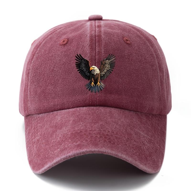 A Stylish And Versatile Baseball Cap Featuring a Printed Eagle Design Suitable for Both Men And Women This Classic Retro Washed