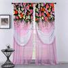 Flower Wall Voile Curtains Living Room Bedroom Decoration Transparent Chiffon Tulle Curtain Kitchen Window Treatment Sheer Polyester Sitting Decor