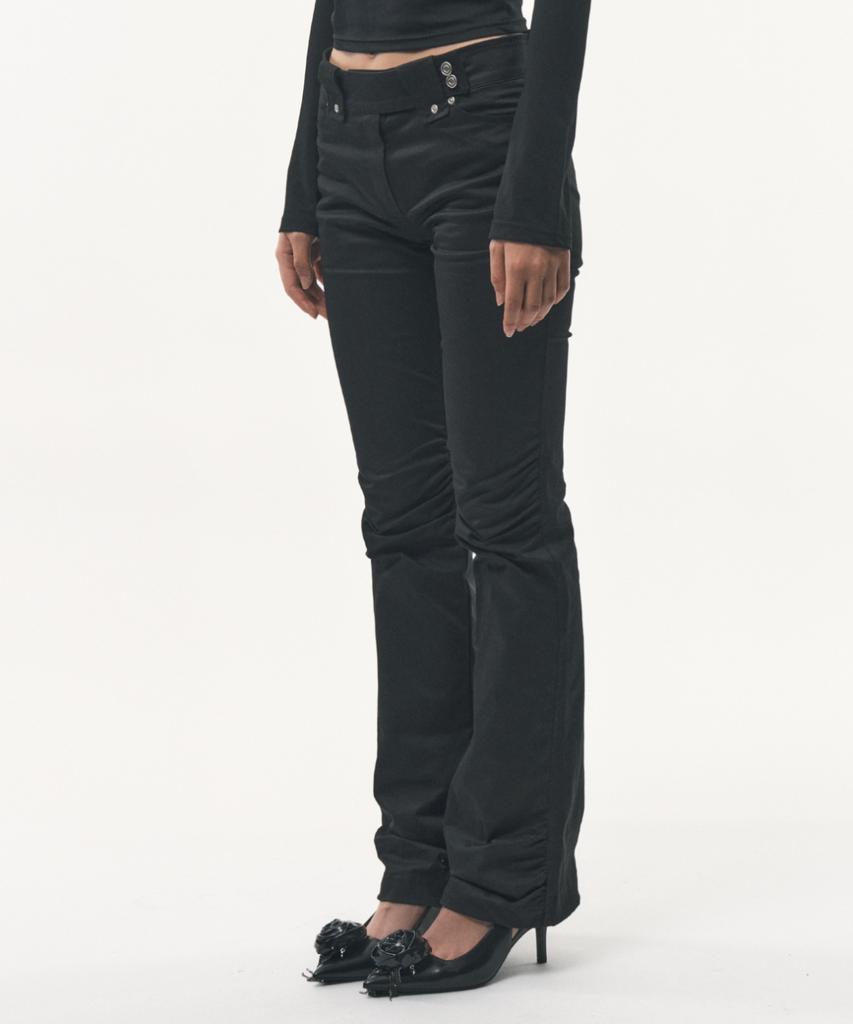 Podeowedeo Büzgülü Bootcut Pantolon (Siyah)