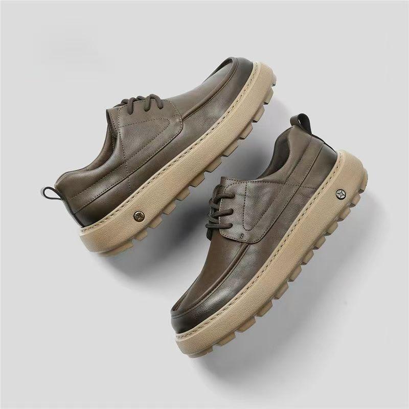 Men's shoes autumn and winter new breathable thick-soled heightening casual shoes trendy versatile leather shoes men