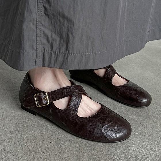 Spring Confession~ Round Head Crossed Ballet Shoes Women's Comfortable Flat Bottom Shoes