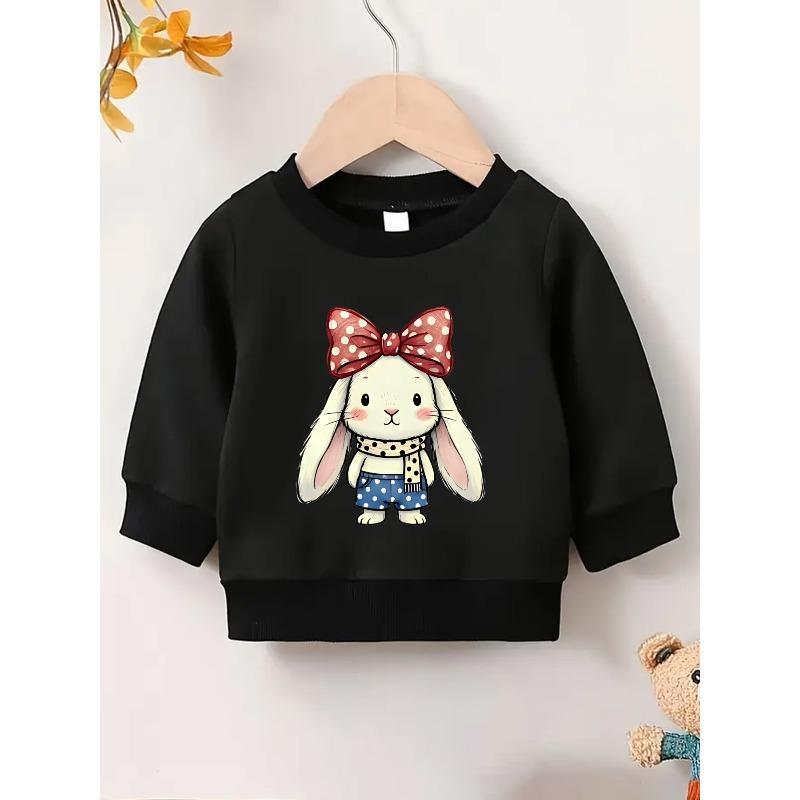 Cute Printed Pattern 0-3 Years Old Girls' Comfortable Children's Spring Lightweight Round Neck Sweatshirt, Suitable for Outdoor Wear