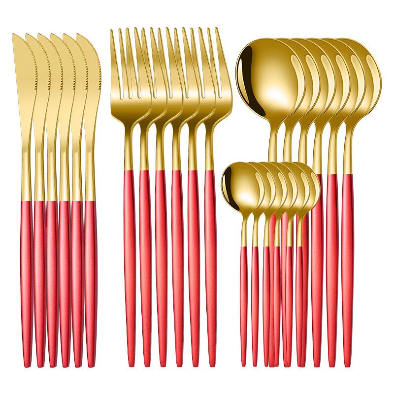 2025 Stainless Steel 24-Piece Cutlery Set for Hotels & Restaurants: Steak Knife, Fork & Spoon