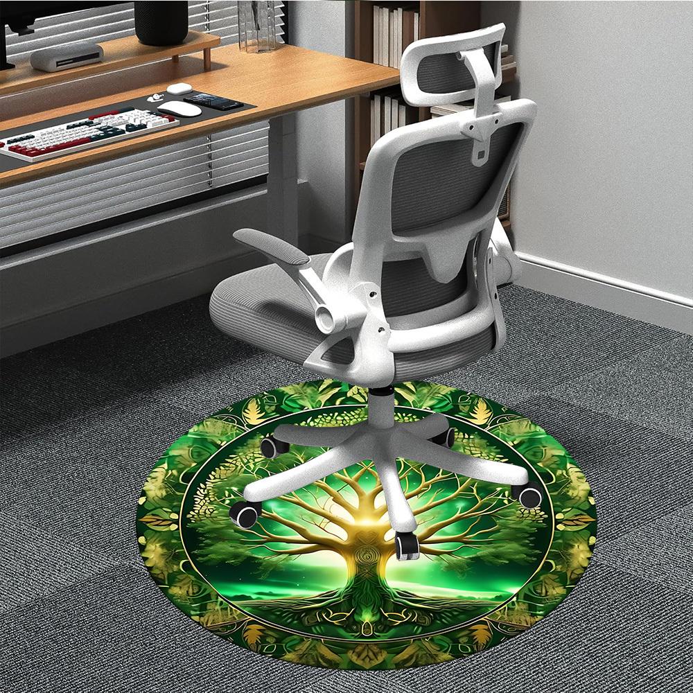 1pc Tree of Life Mandala Chair Carpet for Office Non-Slip, Machine Washable Rug for Office - Holiday DecorMachine Made yy251029026