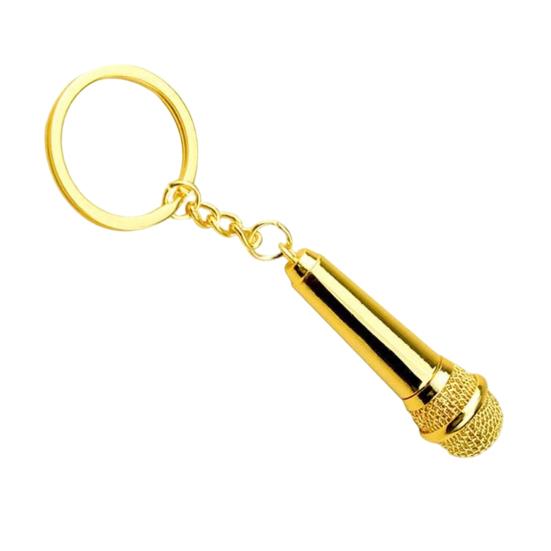 Keychain Pendant Mini Simulation Microphone Pendant Metal Key Holder Car Key Accessories Music Lover Gift