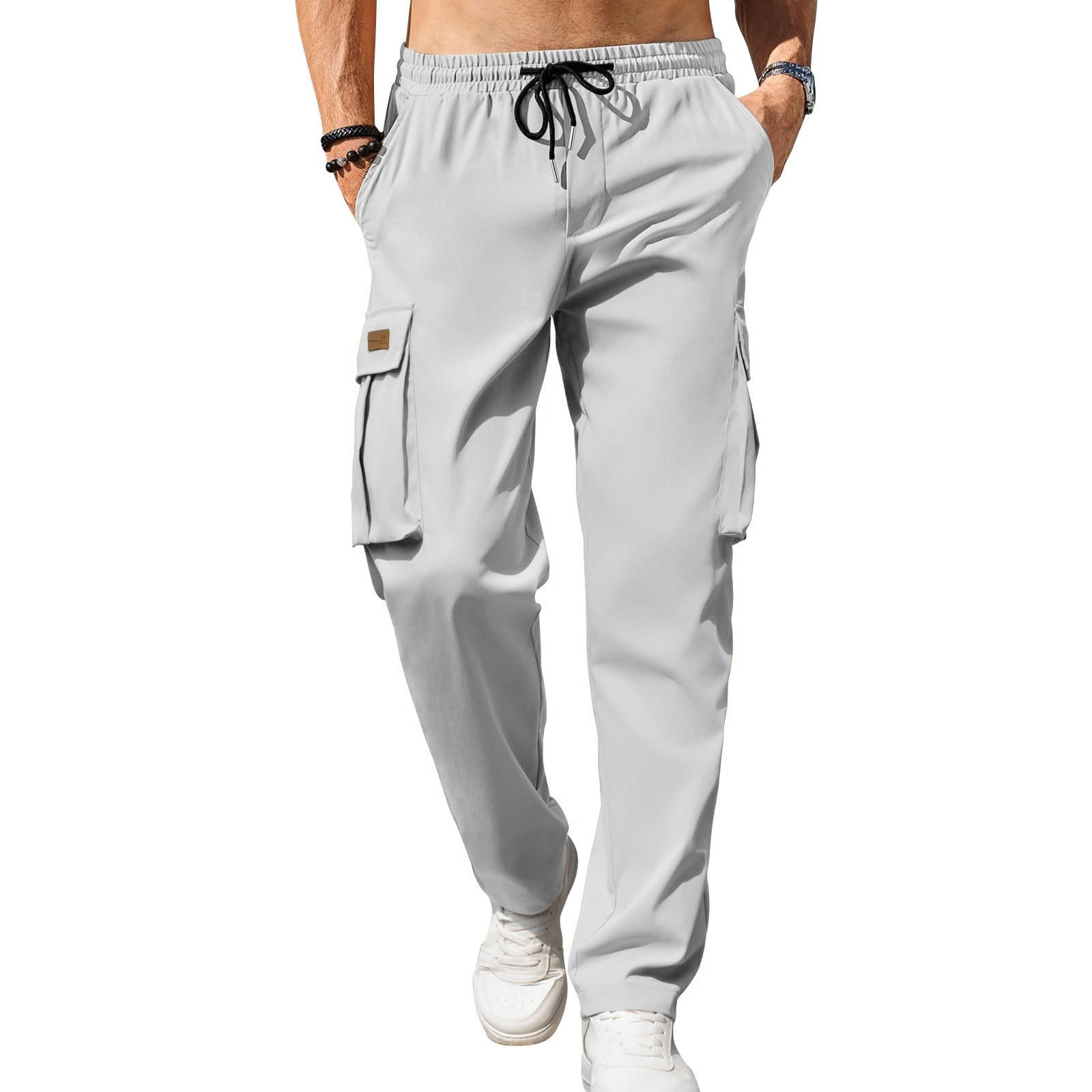 

Мужские повседневные спортивные рабочие брюки с несколькими карманами, уличные повседневные длинные брюки на кулиске, брюки прямого кроя XL