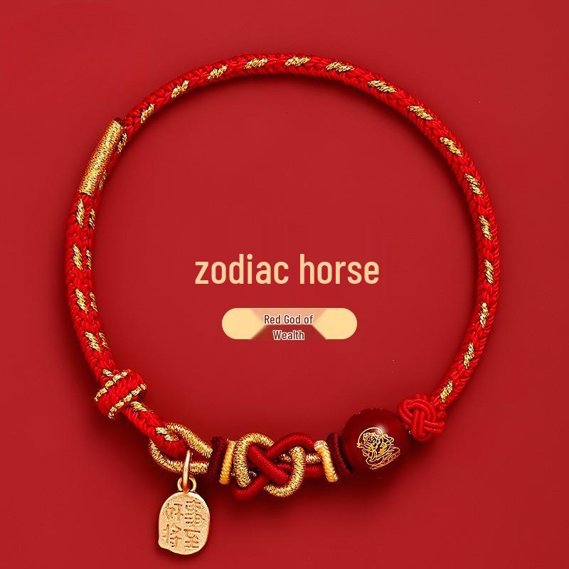 Five Gods of Wealth Zodiac Red Bracelet: Lucky Red String Hand Rope Gift