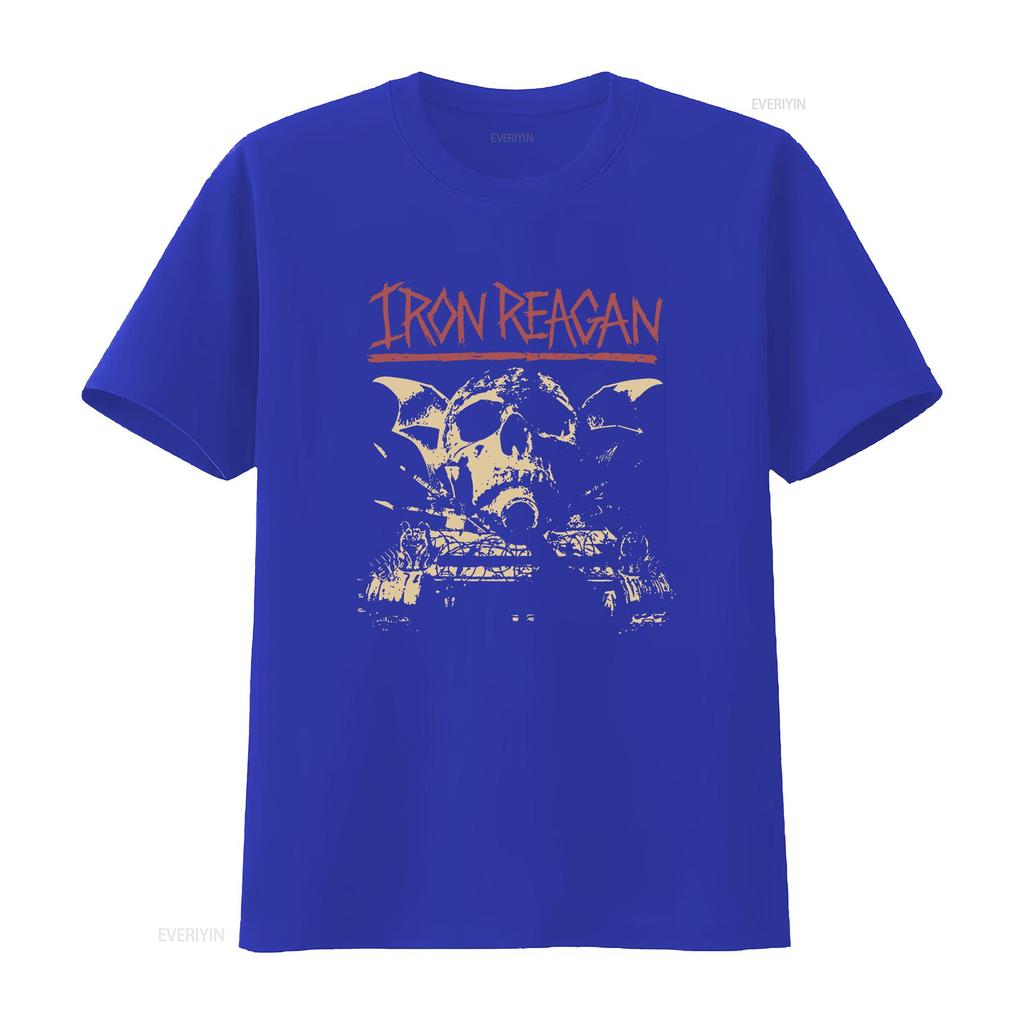 Koszulka z nadrukiem Żelazny Reagan Ostrzeżenie S M L XL 2XL 3XL vintage Sprana streetwear Top Do noszenia na co dzień moda Stylowy Casual Unisex