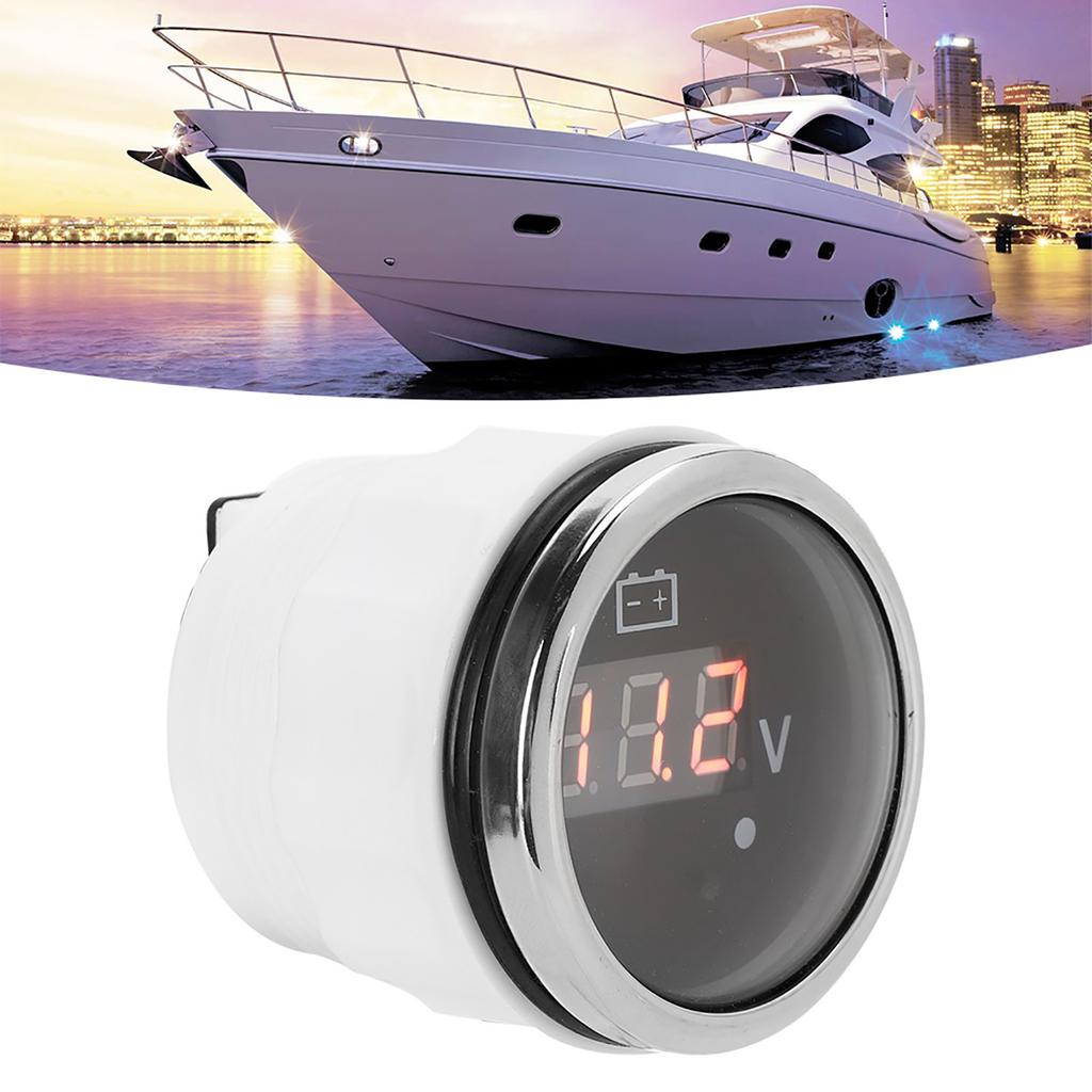 2in Battery Voltage Gauge LED Digital Display IP67 Waterproof Smart Alarm Universal for Boat AutoBlack