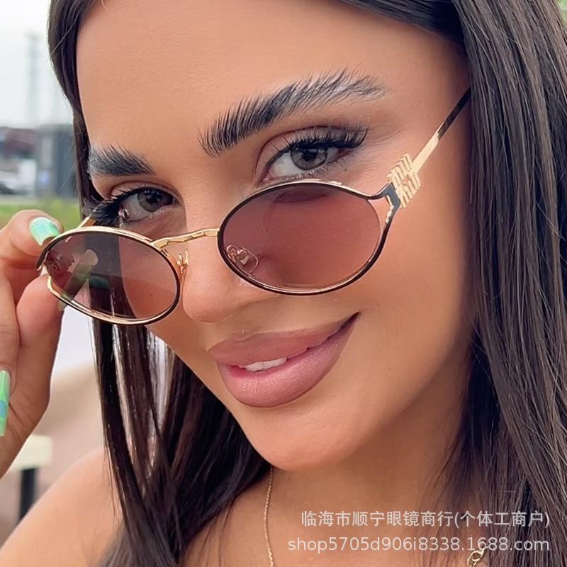 Oval Hollowed-out Retro Sunglasses 2025 - European & American Fashion for Hot Girl Posing