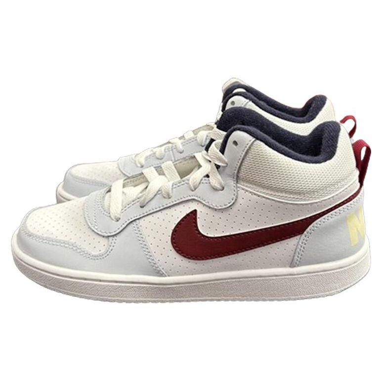 Nike Court Borough Mid 2 Comfortable Versatile Durable Breathable Mid-Top Kids Skate Shoes Kids Skate Shoes White Red FV8122-161