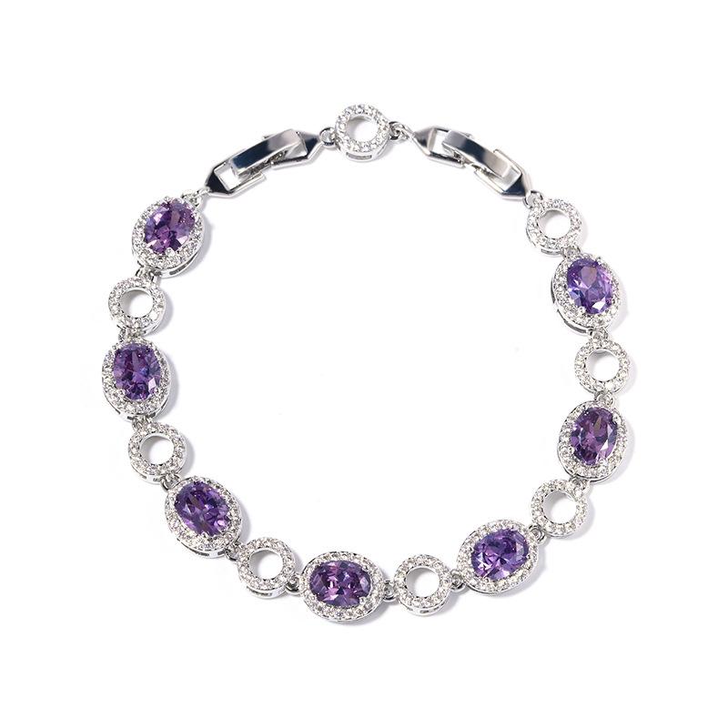 Popular Jewelry Accessories Color Zircon Jewelry Bracelet Brass Electroplated Platinum Jewelry