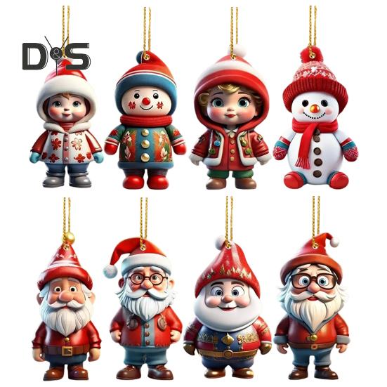 1 pereche de figurine de desene animate pandantiv, ușor de agățat, ornamente acrilice de Crăciun, pandantiv colorat, reutilizabil, agățat pentru decorațiuni festive, brad de Crăciun