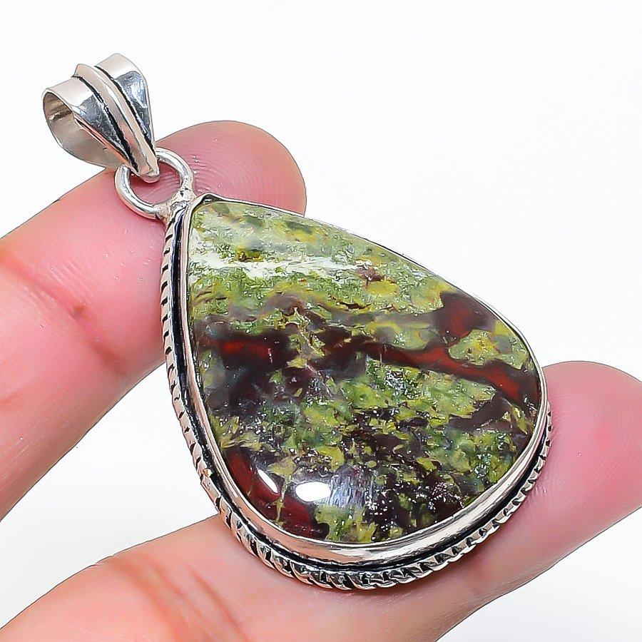 Natural Dragon Blood Gemstone Handmade 925 Sterling Silver Pendant 1.97 AP-15257