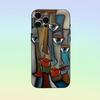 Abstract Human Face Art Phone Case For iPhone 17,16,15,14,13,12,11 ,Soft Silicone Black Cover