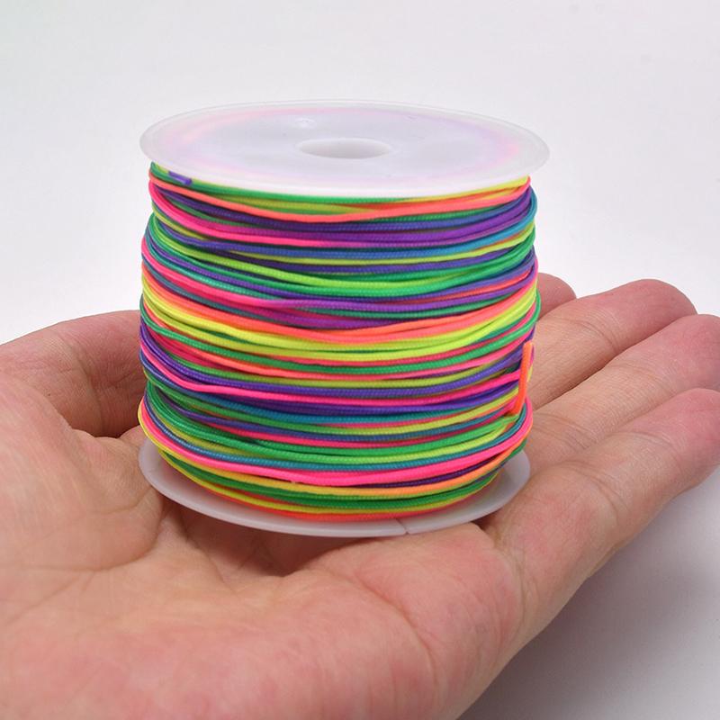 Corda di seta 45M/0,8MM trecciata in nylon per Fai da te per Forniture per la creazione di gioielli Nappe Perline Artigianato intrecciato Corda di nylon satinato CS003