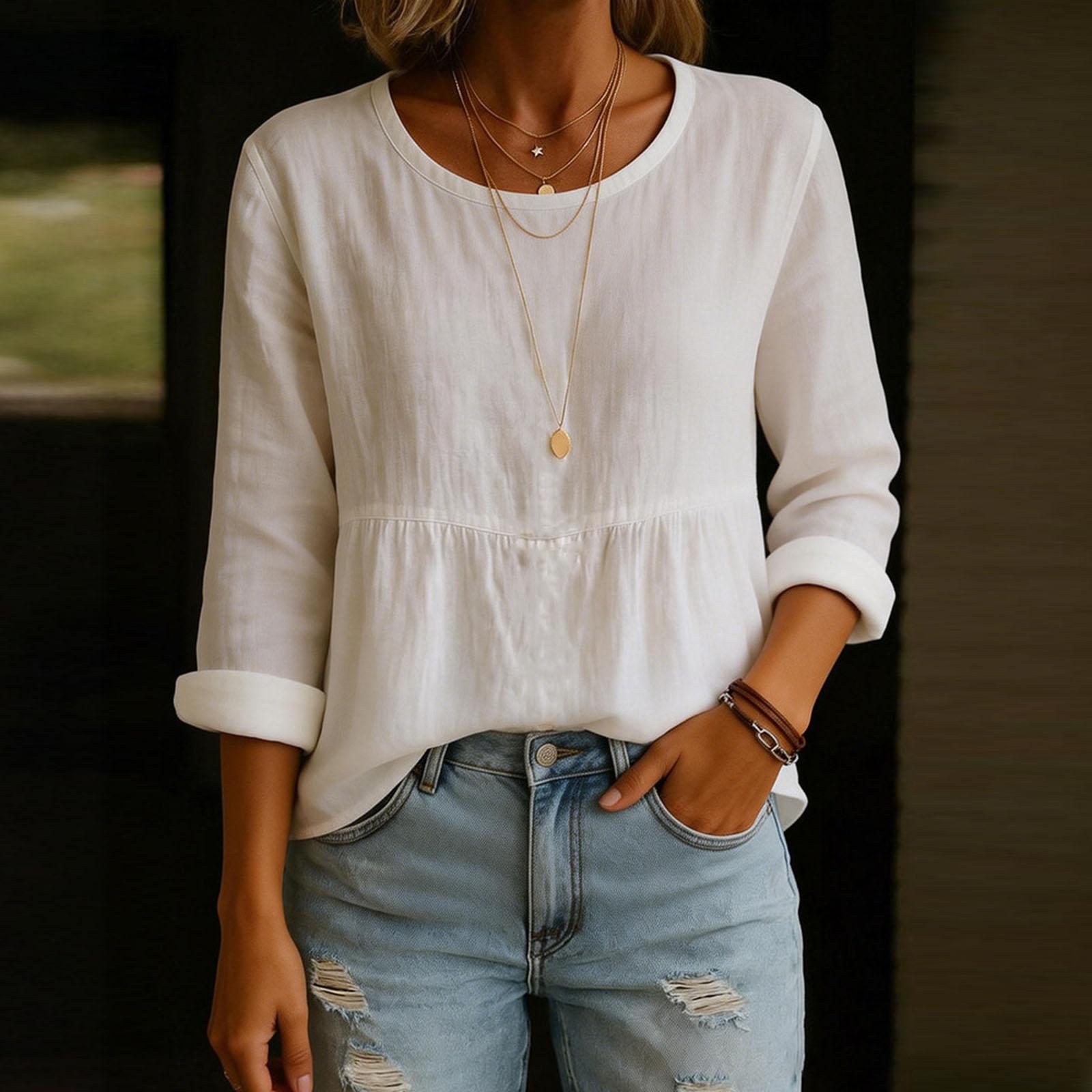 Women s Fashionable Casual -color Top XL белый