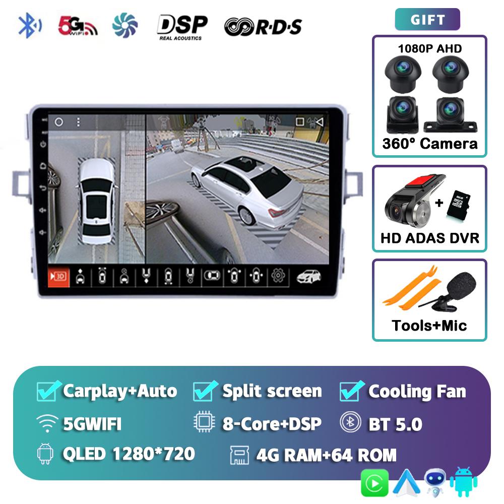 Android 14 Carplay Car Radio For Toyota Verso R20 2010-2013 2014-2016 Multimedia Player GPS Navigation Head Unit 2din Stereo DSP