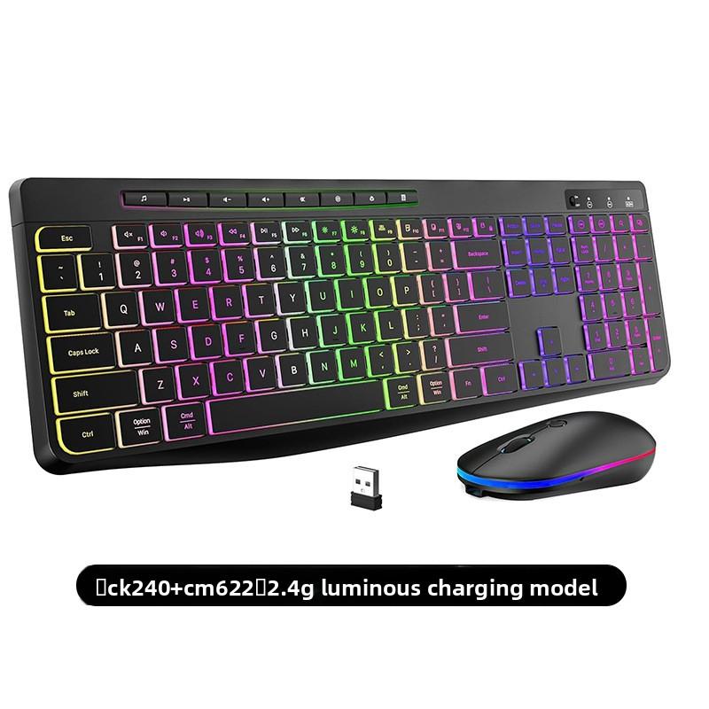 2.4G Wireless Keyboard Mouse Set with Card Slot Luminous Ergonomic Business Office