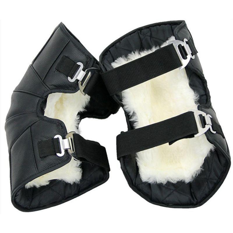 LMoDri Leather Wool Motorcycle Warm Knee Pads Cowhide Winter Windproof Motorbike Cycling Kneepads Unisex Knee Pads