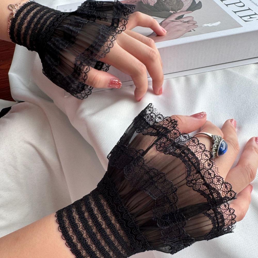 Victorian Lace Ruffled Wrist Solid Color Fake Sleeves Cuffs Detachable Sleeves Cuffs  Wedding