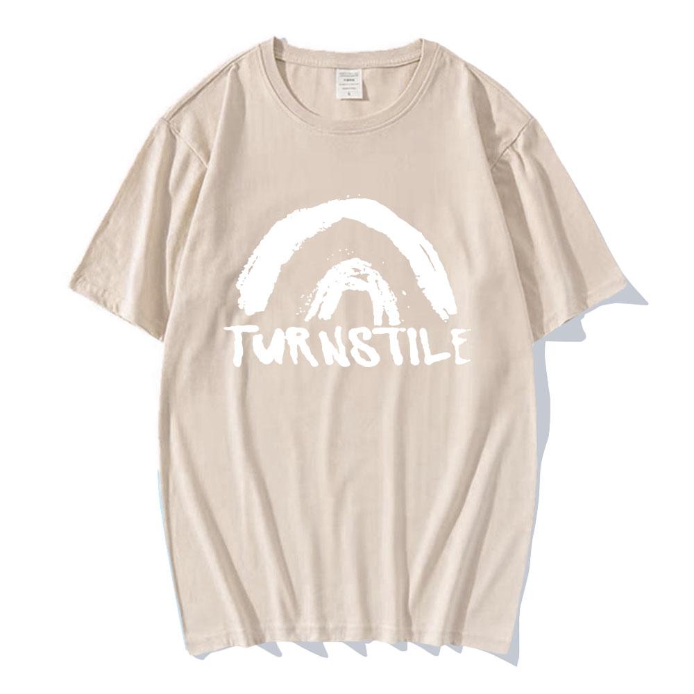 TURNSTILE DOUBLE RAINBOW T-shirt Summer Short Sleeve Male Tshirts Casual Fashion Loose Cotton T Shirt Men Women Tees Streetwear