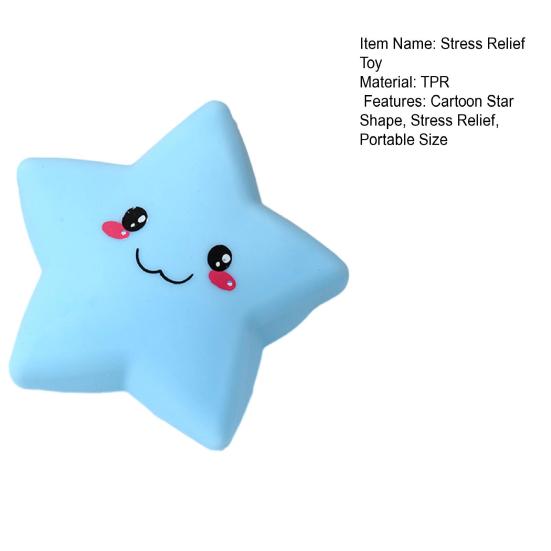 Cartoon Expression Star Squeeze Toy Slow Rebound Flour Filling Smiling Star Fidget Toy Stretchy Soft Stress Ball Sensory Toy