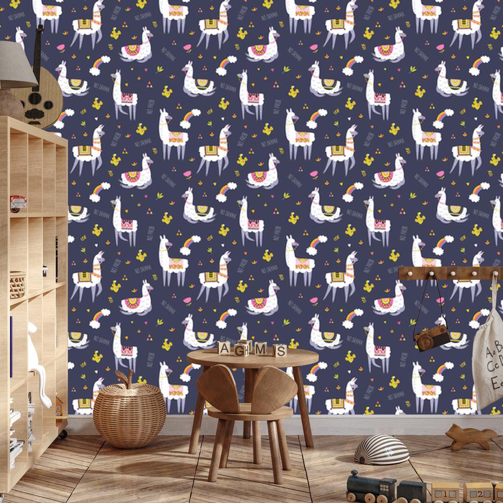 Llama wallpaper animals and rainbows for living room and bedroom 50x1000