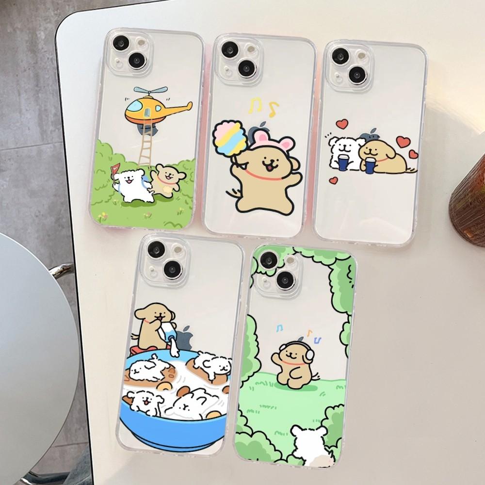 Cartoon Line Dog Phone Case For iPhone 14 13 12 11 Pro Max XS X XR SE 2020 6 7 8 Plus Mini Protective Cover