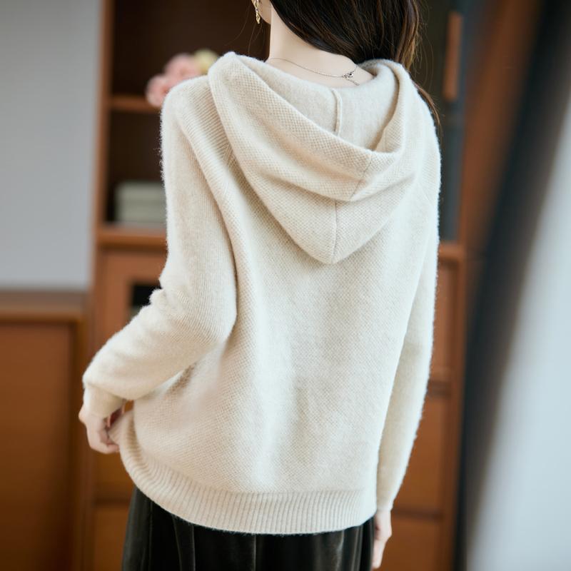 Women's cashmere sweater Qinghe cashmere 30% cashmere 70% wool autumn and winter pullover warm and fashionable