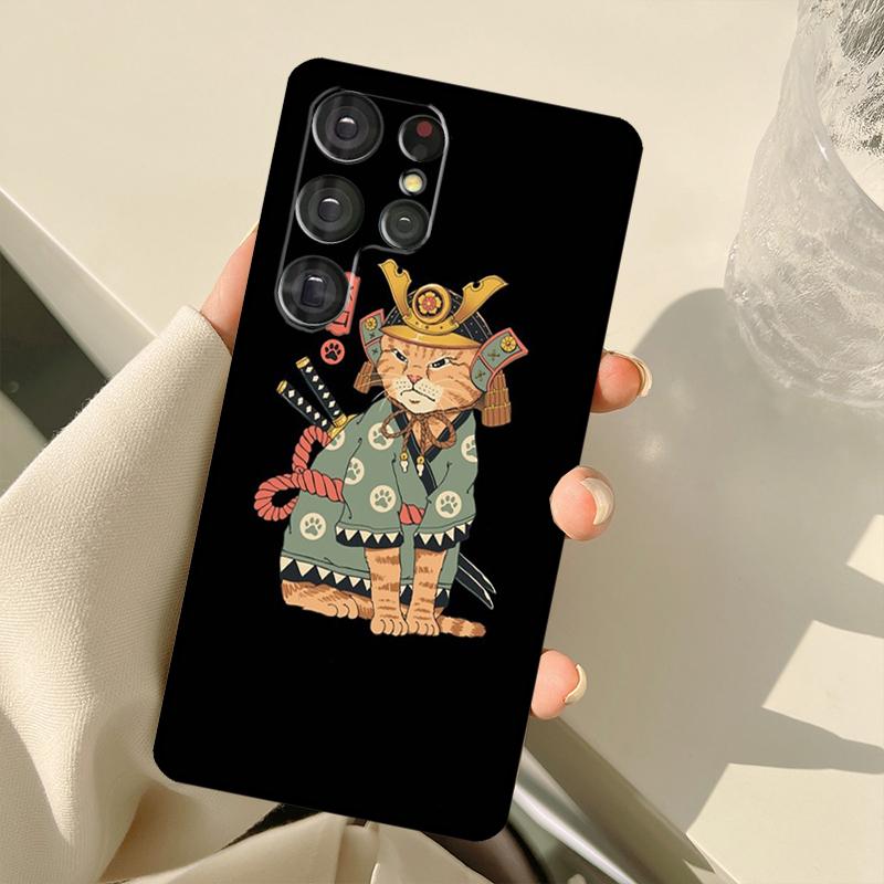 Ukiyo-e Samurai Cat Neko Ramen Case For Samsung Galaxy S23 Ultra S21 S22 S24 S25 Ultra S9 S10 Plus S25 FE S20 FE Back Cover