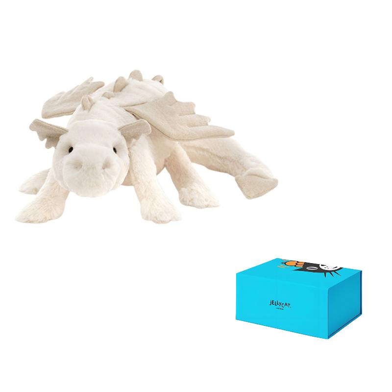 

JELLYCAT Mythical Animals Snow Dragon Funny White Doll Plush Figure 7cm/12cm/19cm Height 26cm/50cm/66cm Length Trumpets 26cm белый