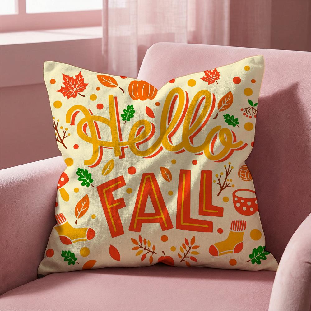 Maple Leaf Vintage Print Cushion Cover Multi-Scene Pillow Cover for Home & Car - Reversible, Soft & Durable for Daily Use