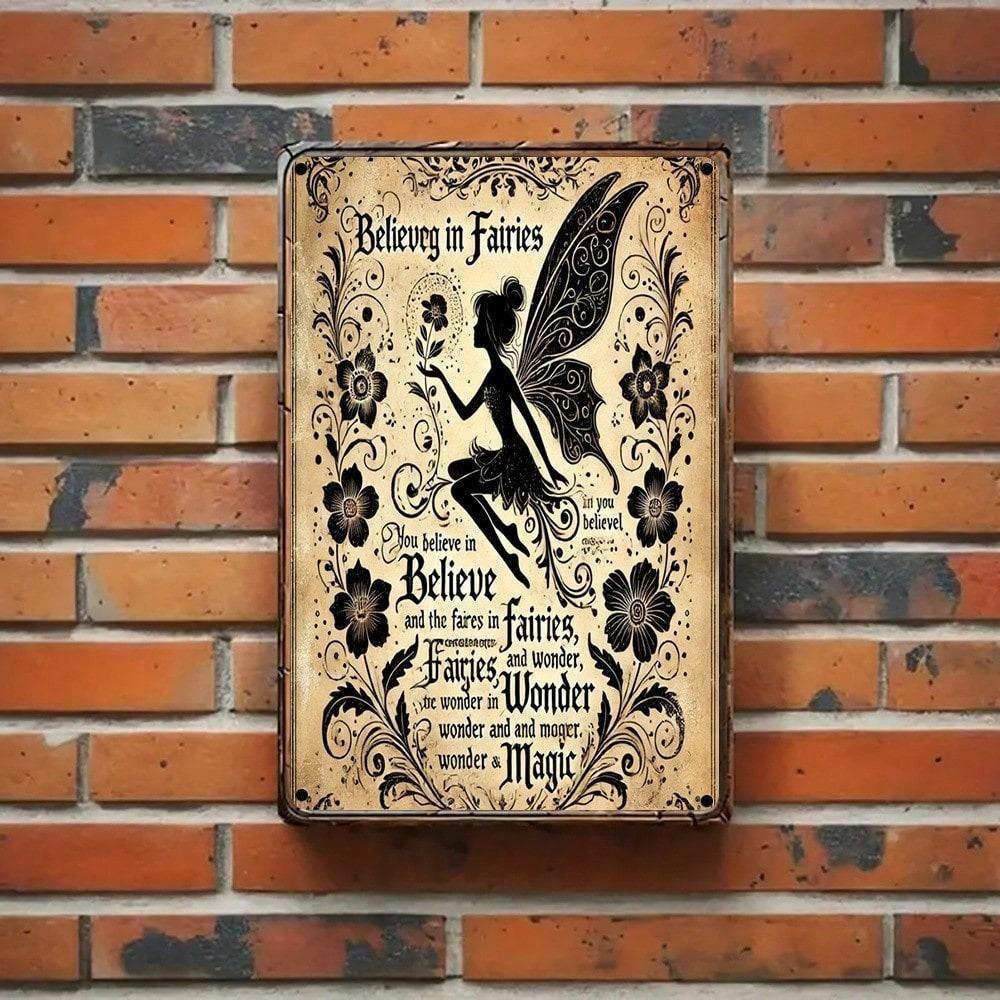 Vintage Fairy Metal Tin Sign Wall Art 8x12 Rustic Iron Decor Home Pub Bar Garden