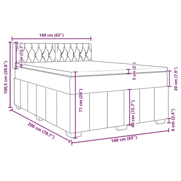 VidaXL Slatted Bed Base with Mattress Taupe 160x200 Cm Fabric 3289430