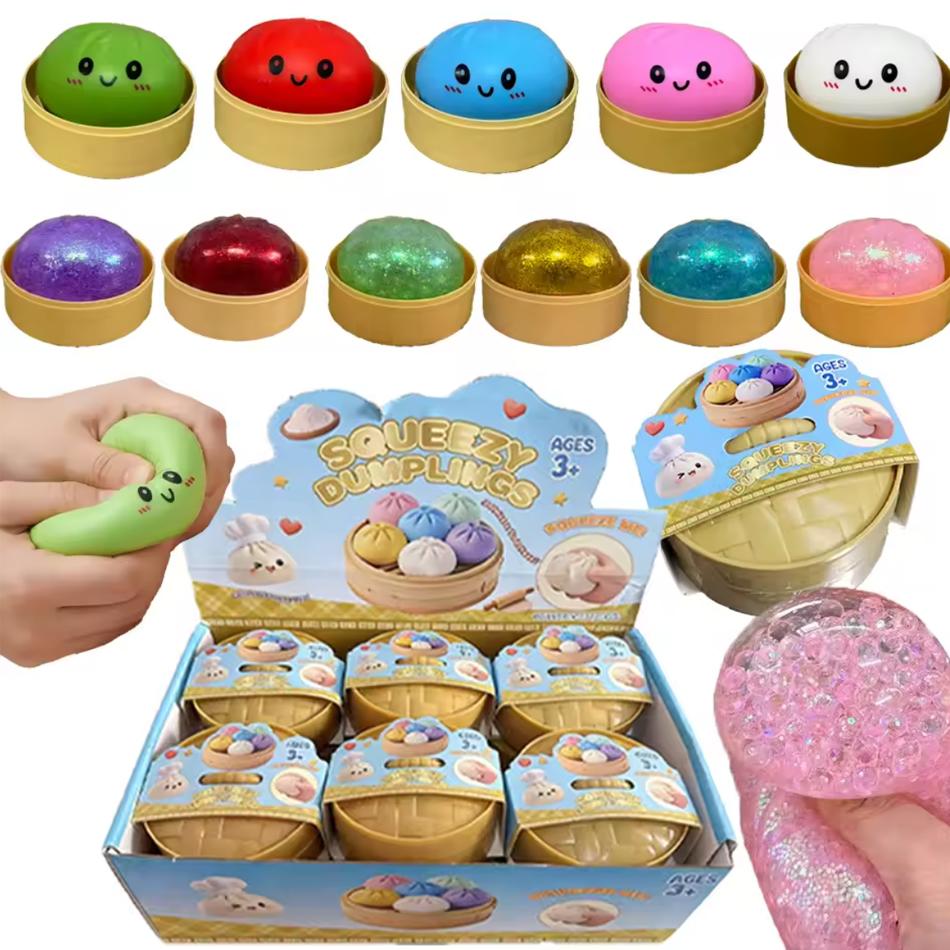 Glitter Squishies Dumpling Flash Dumpling Pressure Ball Slow Rebound Soft Pinch Decompression Office Decorat Birthday Gifts