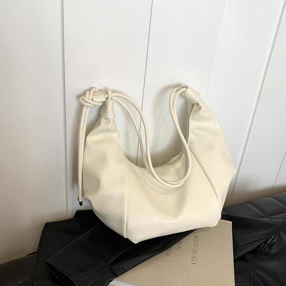 Shoulder Bag for Women Adjustable Strap Crescent Bag PU Leather Solid Color Dumpling Bag Zipper for Work Travel