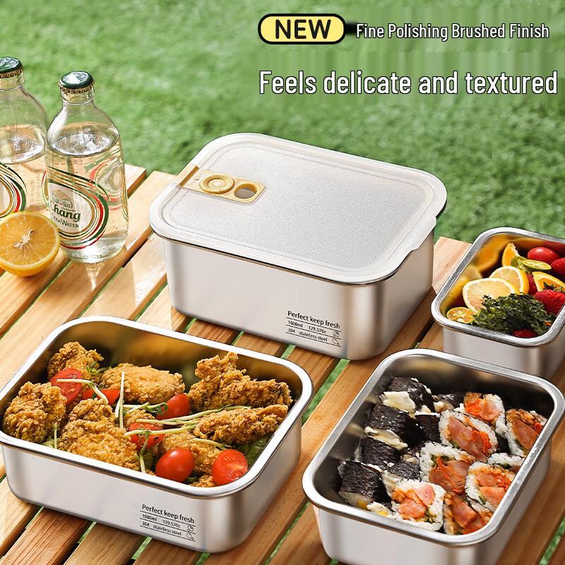 304 Stainless Steel Rectangular Food Storage Container with Lid