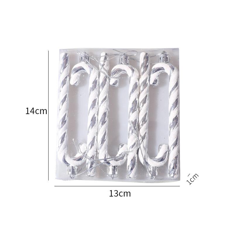 6pcs a Box Christmas Home Decorations Glitter Candy Cane Christmas Tree Decorations