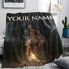 1PC Custom Name Dark Souls Patterned Flannel Blanket Suitable For All Seasons for Home Decor Warmth and Comfort Gifts Holiday Present_xia
