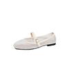 Damen Mesh Ballerinas Sommer Mary Jane Schuhe Ballerina Laufschuhe Rutschfest Quadratische Geschlossene Zehenpartie Mary Jane Ballerinas mit Verstellbarem Riemen Abendschuhe