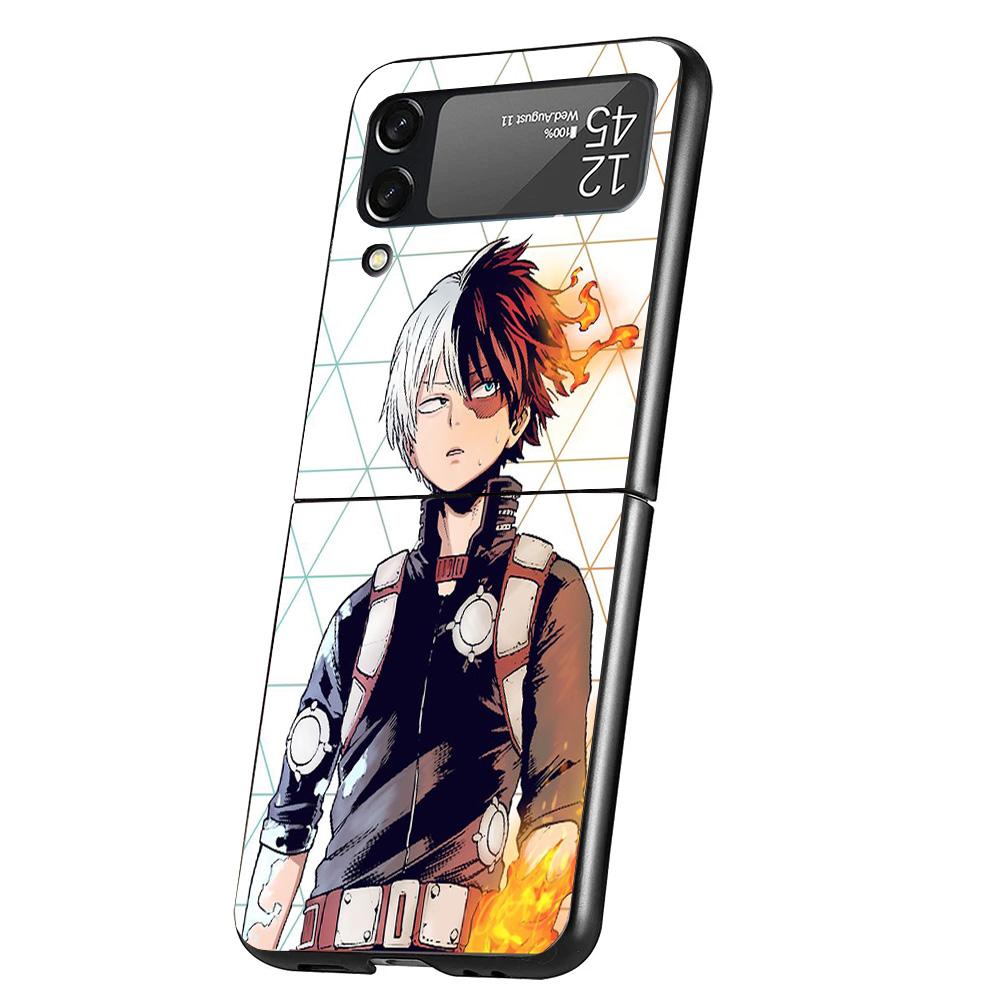 My Hero Todoroki Shoto Case Phone Cover for Samsung Galaxy Z Flip 6 5 4 3 5G ZFlip6 ZFlip5 ZFlip4 ZFlip3 Black Hard Trend Fundas