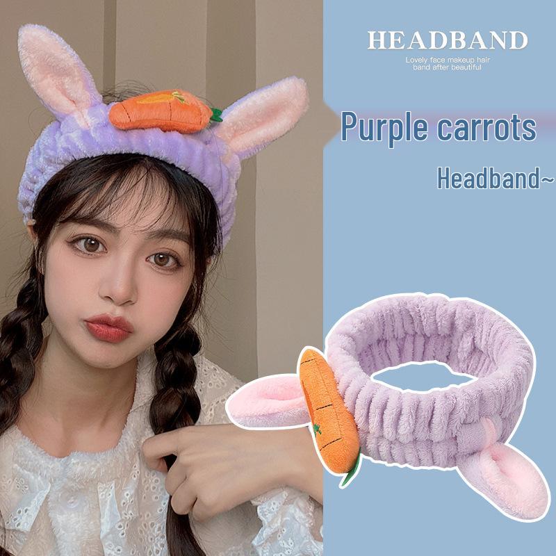 2024 Cute Cartoon Plush Headband for Women - Makeup, Hair Clip & Tie
