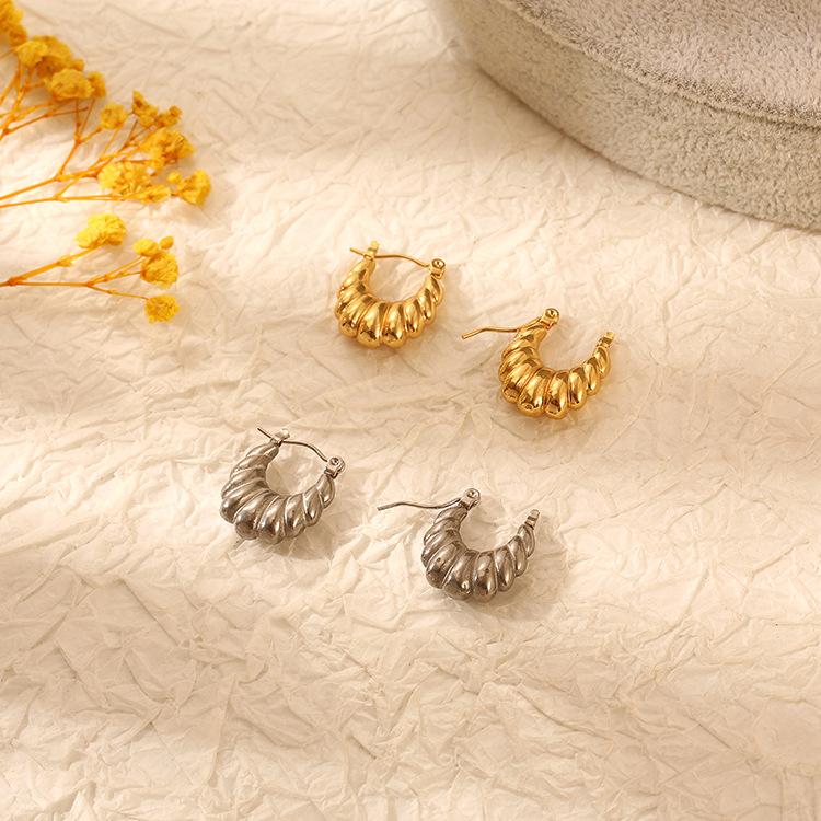 Korean Version of The Trend Style High-end New 18k Gold Electroplated Stainless Steel Unisex Earrings Earrings