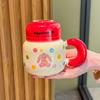 Milk fufu cute bear kettle large capacity ceramic mug with lid spoon couple coffee cup female birthday gift